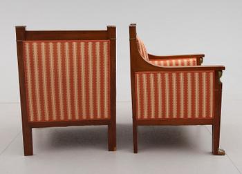 FÅTÖLJER, 1 par, empirestil, tidigt 1900-tal.