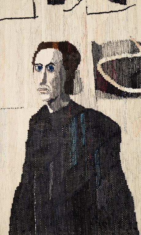 Birgitta Nelson Clauss, a textile, "Den stilla stunden", flat weave, ca 117,5 x 113-116 cm, signed NELSON-CLAUSS.