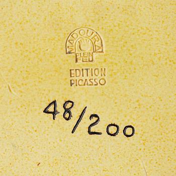Pablo Picasso, a "Trois Sardines" (A.R. 34), faience dish, Madoura, Vallauris, France, post 1948.