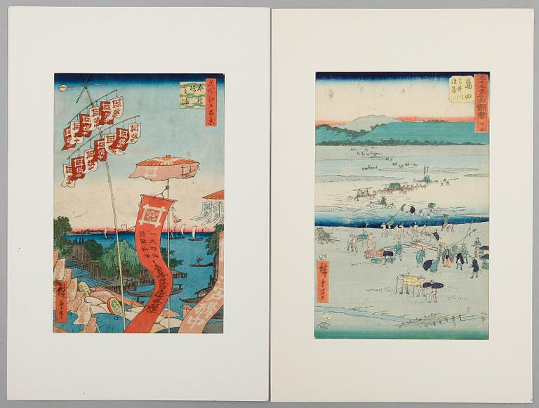 TRÄSNITT, 2 st, Japan, sent 1800-tal/tidigt 1900-tal.