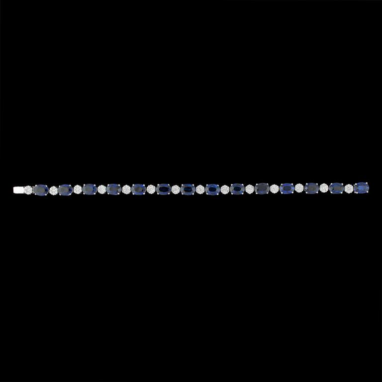 A blue sapphire, tot. 15.75 cts, and brilliant cut diamond bracelet, tot. 1.66 cts.