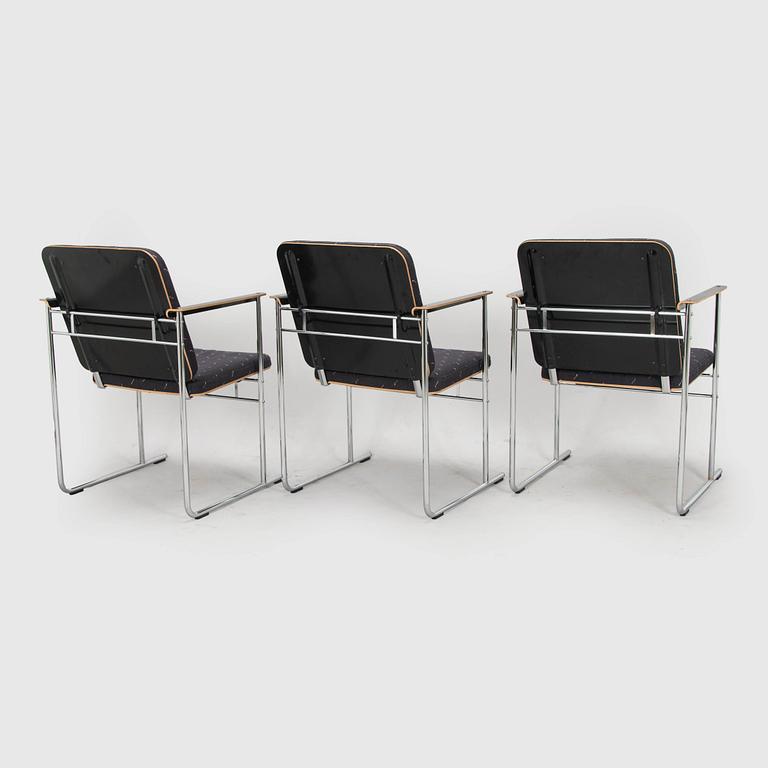 Yrjö Kukkapuro, karmstolar, 3 st, "Skaala" Avarte, 1980-tal.