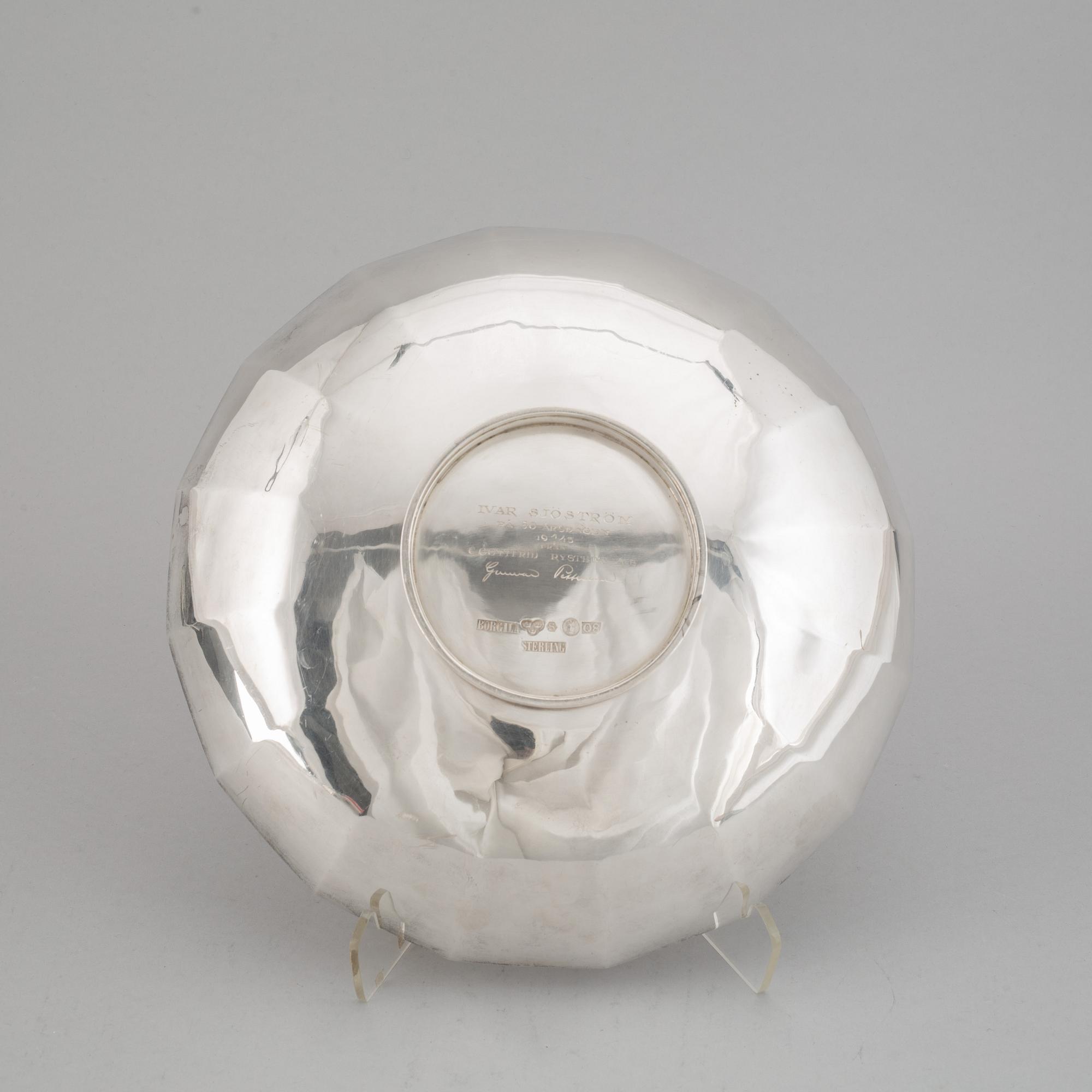Atelier Borgila, skål, sterlingsilver, Stockholm 1942.