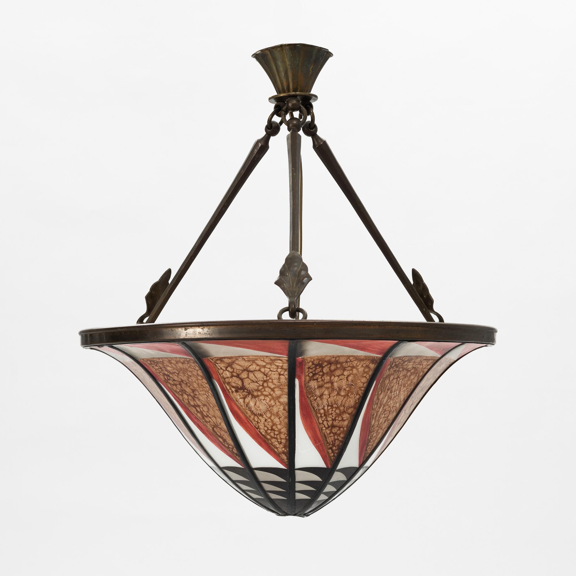 Taklampa, glas, 1900-talets första hälft.