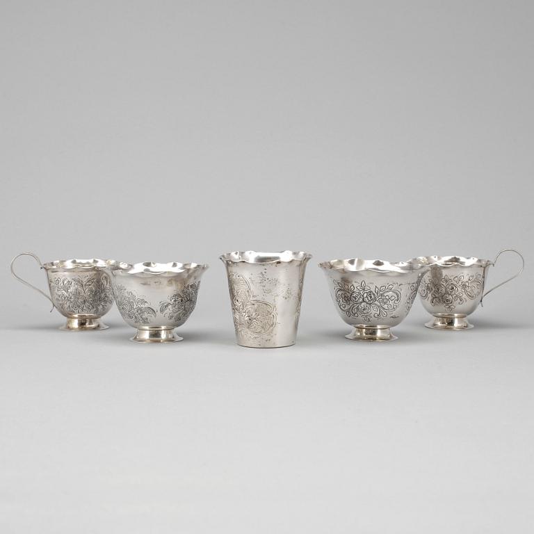 PARTI SILVER 5 delar, Lisa Andersson, Fellingsbro, 1976. Vikt 207 gram.