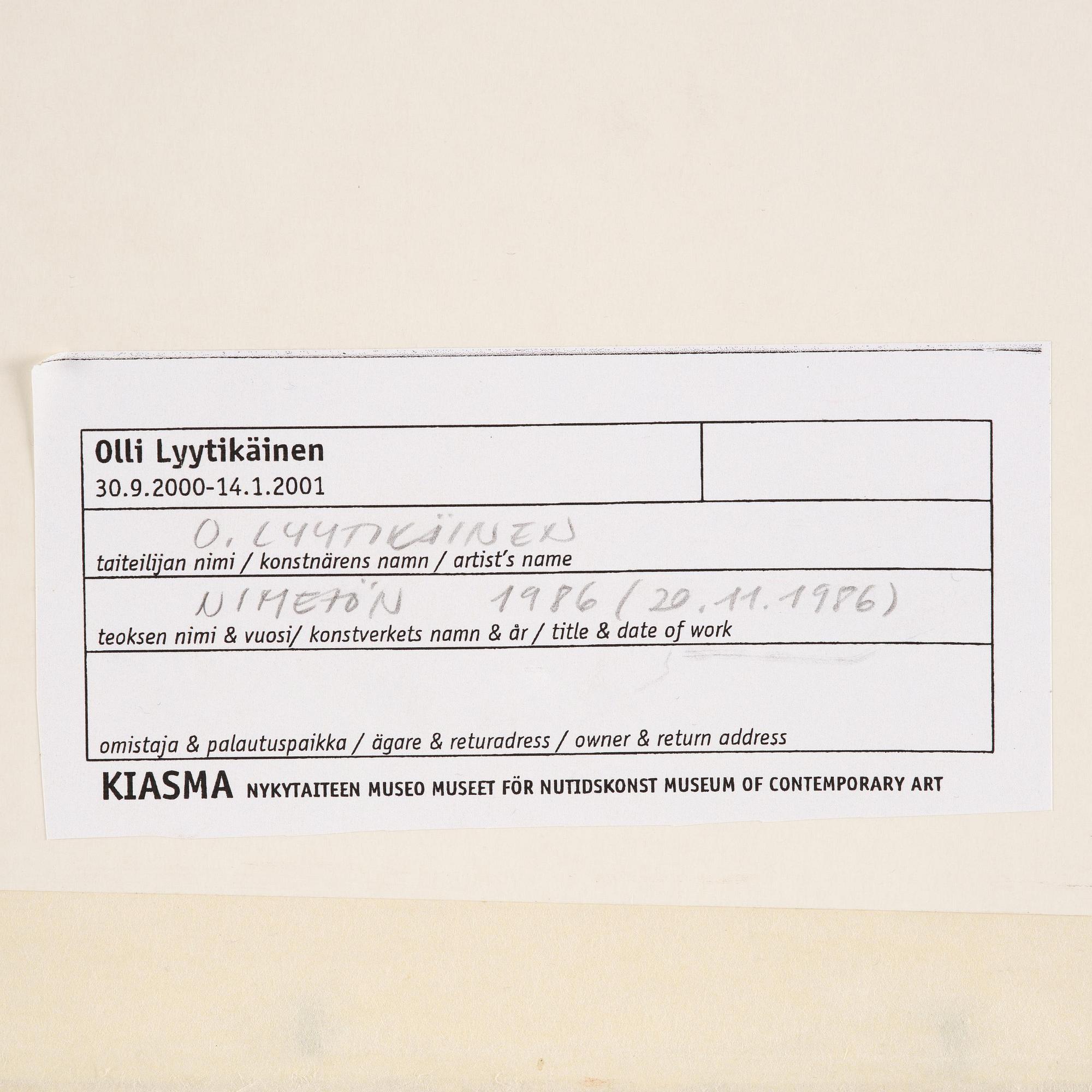 Olli Lyytikäinen, Utan titel.