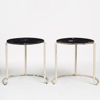 Alvar Aalto, a pair of entrance hall stools for the Paimio Sanatorium, executed by Aug. Louhen Rautasänkytehdas ja Valimo Oy, ca 1932.