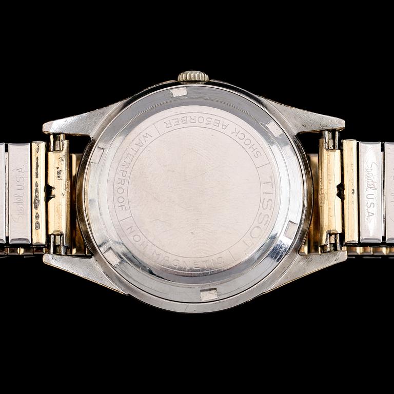 ARMBANDSUR, 2 st, Tissot och Lagonda, guld på stål, 1900-talets andra hälft.