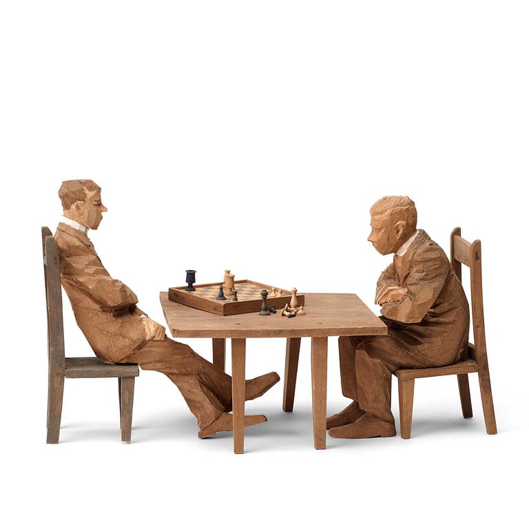Axel Petersson Döderhultarn, "Schackspelare" (Chess players) (3).