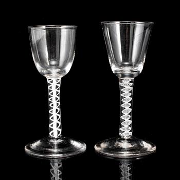 Two 18th century wine glasses.