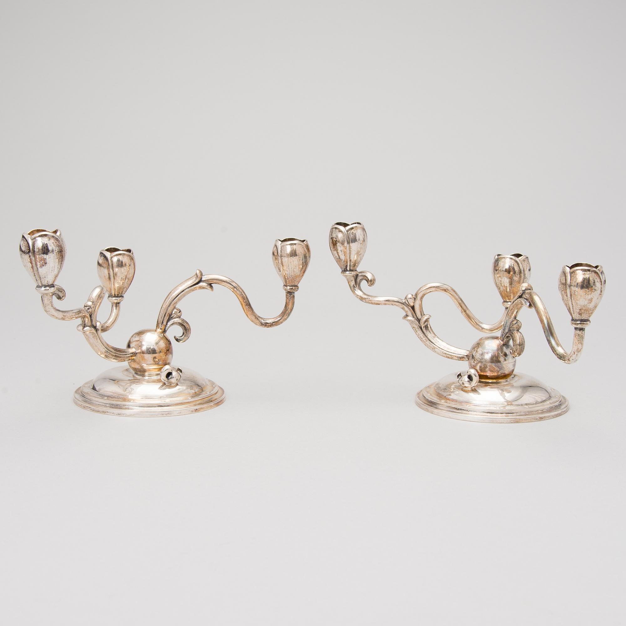 W.A. BOLIN, KANDELABRAR, ett par, silver, Stockholm 1934.