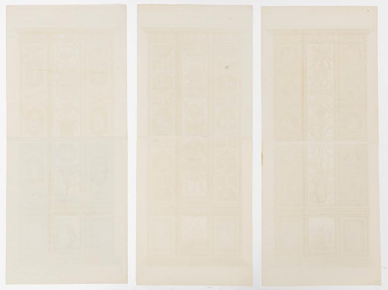 Giovanni Volpato, Six wall sections / pilasters in the Raphael Loggias in the Vatican.