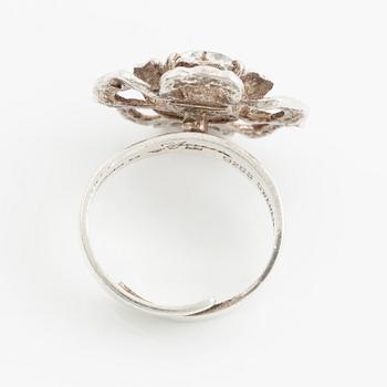 Theresia Hvorslev, ring, sterling silver with a white stone, Lidköping 1972.