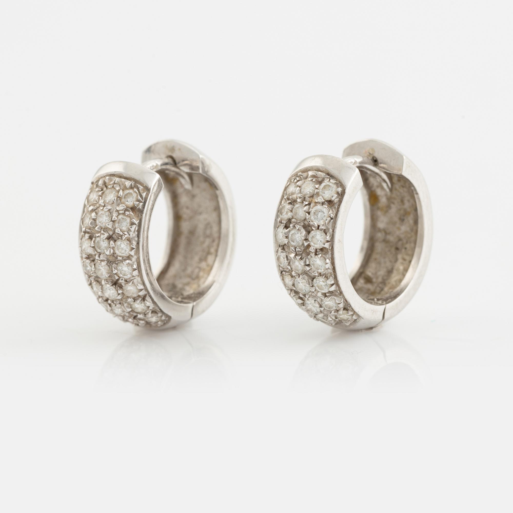 A pair of 18K white gold earrings with diamonds ca. 0.60 ct in total. Finnish import marks 1998.