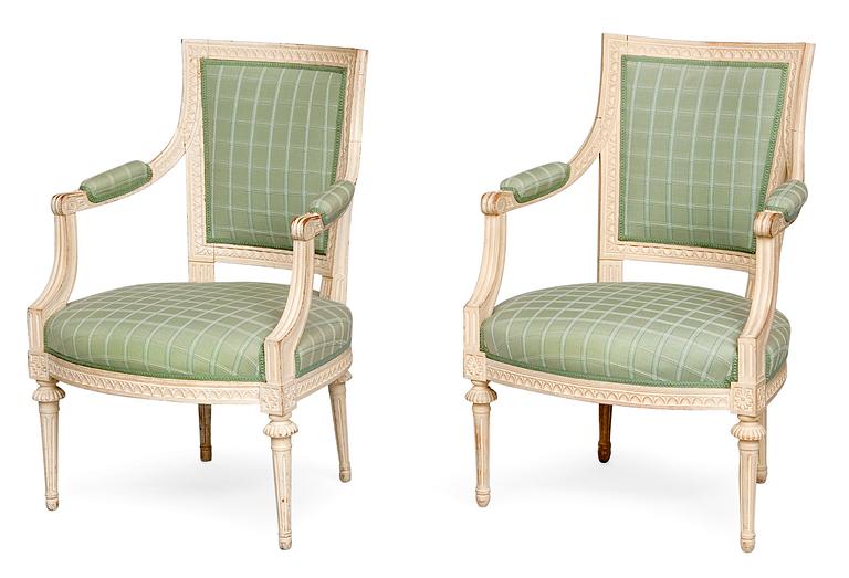 EASY CHAIRS, A PAIR.