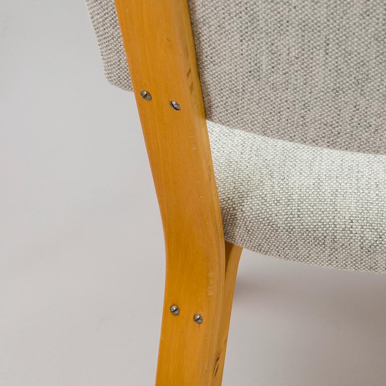 Alvar Aalto, stolar, 6 st, modell 63, O.Y. Huonekalu- ja Rakennustyötehdas A.B. 1900-talets mitt.