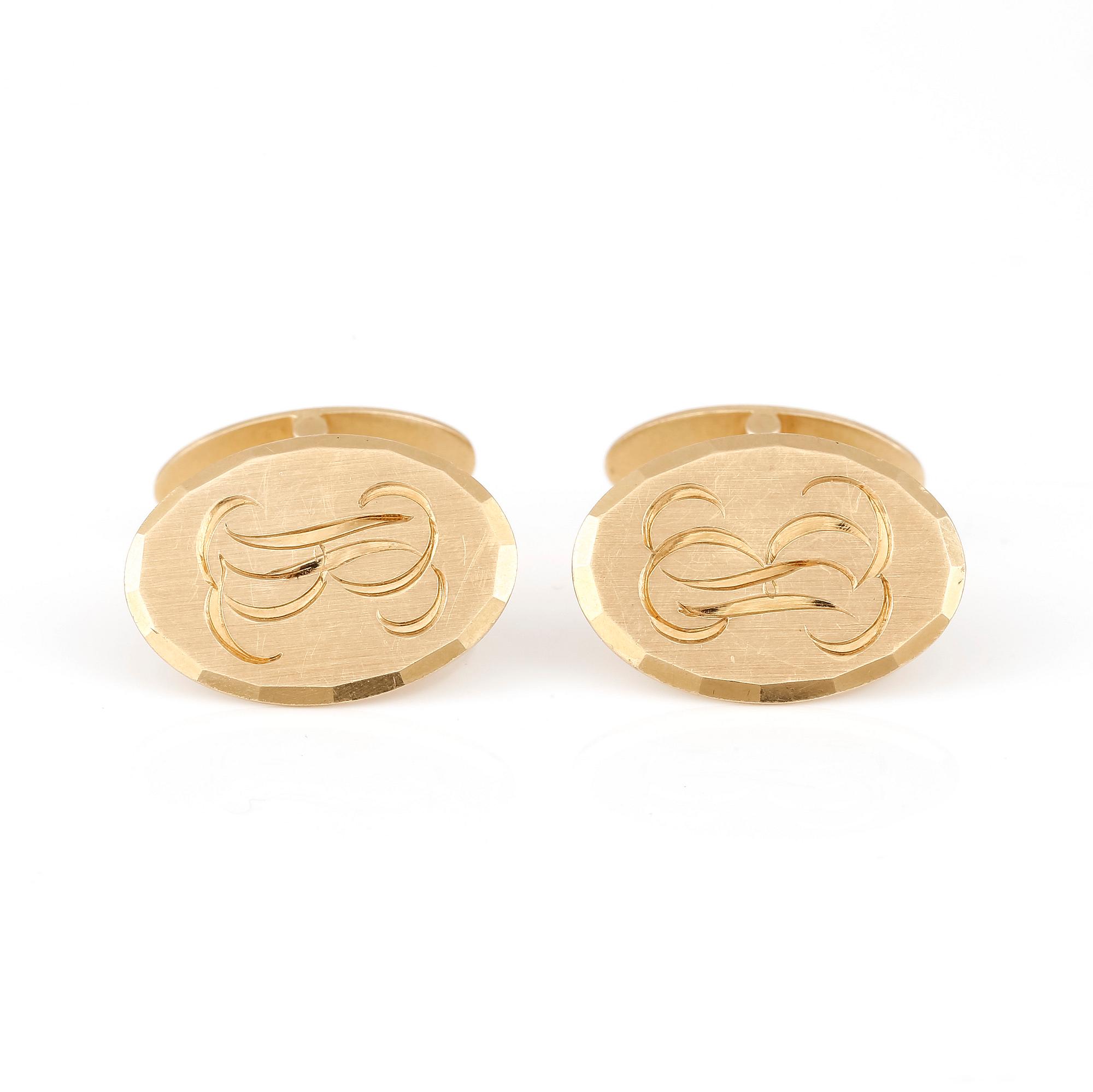 MANSCHETTKNAPPAR, ett par, G Dahlgren & Co, Malmö, 1965. 18K guld.