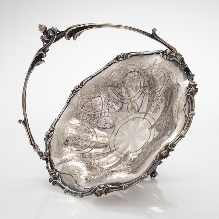 Hedelmäkori, hopeoitu, Christofle, Ranska, noin 1900-luvun puoliväli.