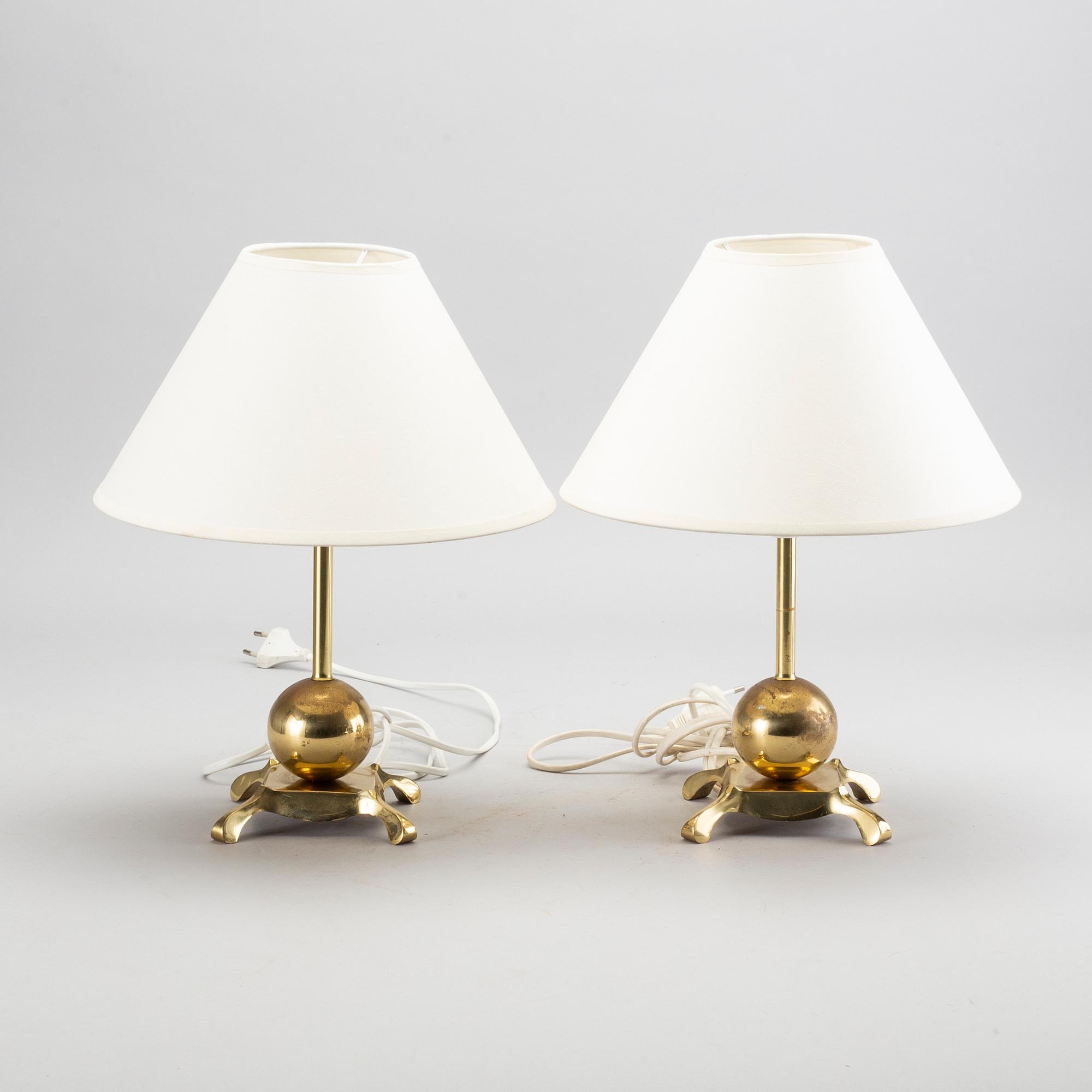 A pair of brass table lamps second half of 20th century.