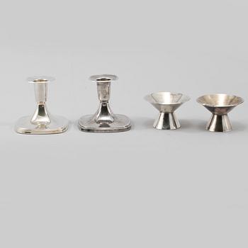 LJUSSTAKAR, 2 par, silver, Sverige, 1900-talets andra hälft.