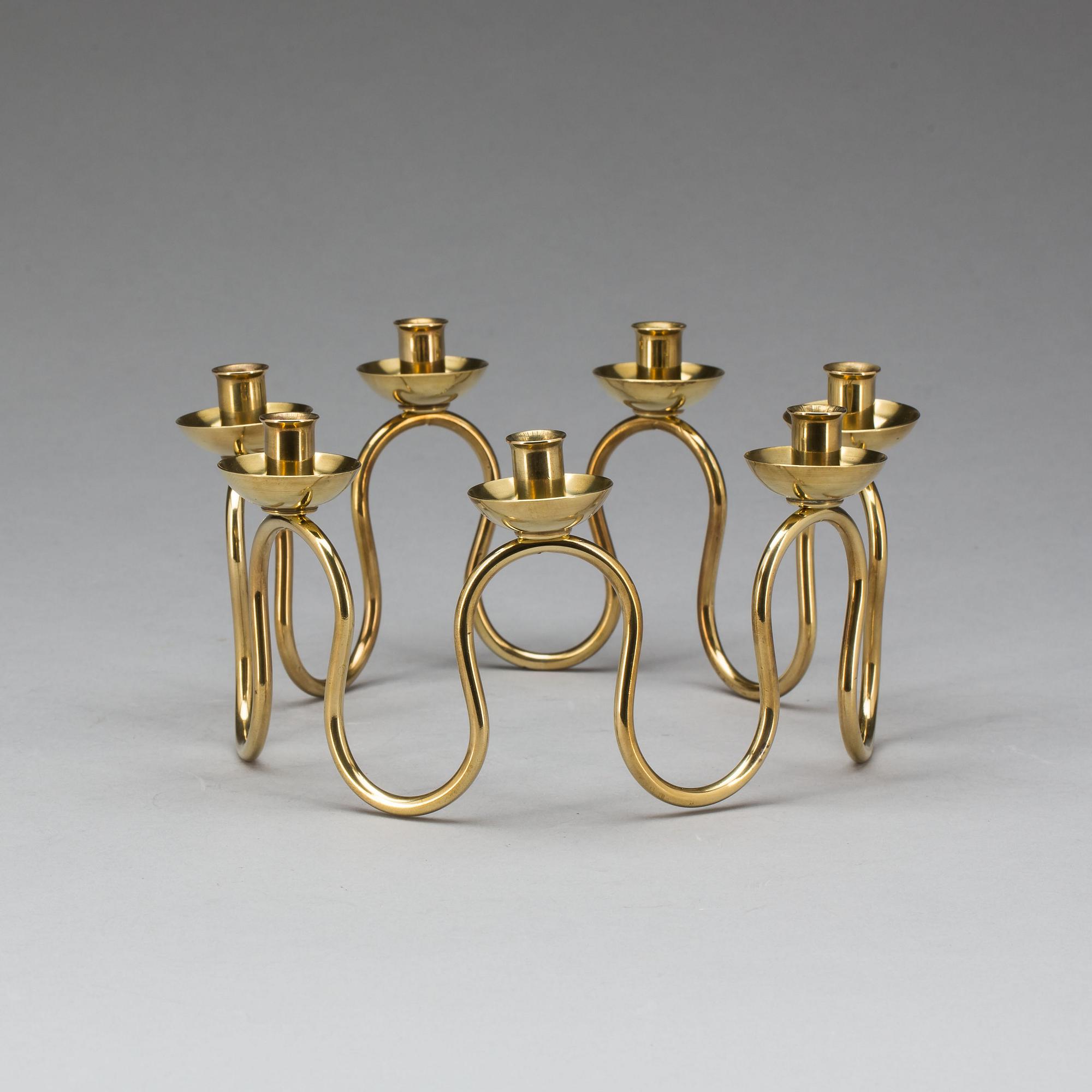 LJUSSTAKE, mässing, "Arvika", firma Svenskt Tenn, 1900-talets andra hälft.