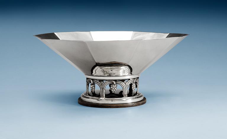 A C.G. Hallberg bowl, Stockholm 1935, mounted on a wooden base.