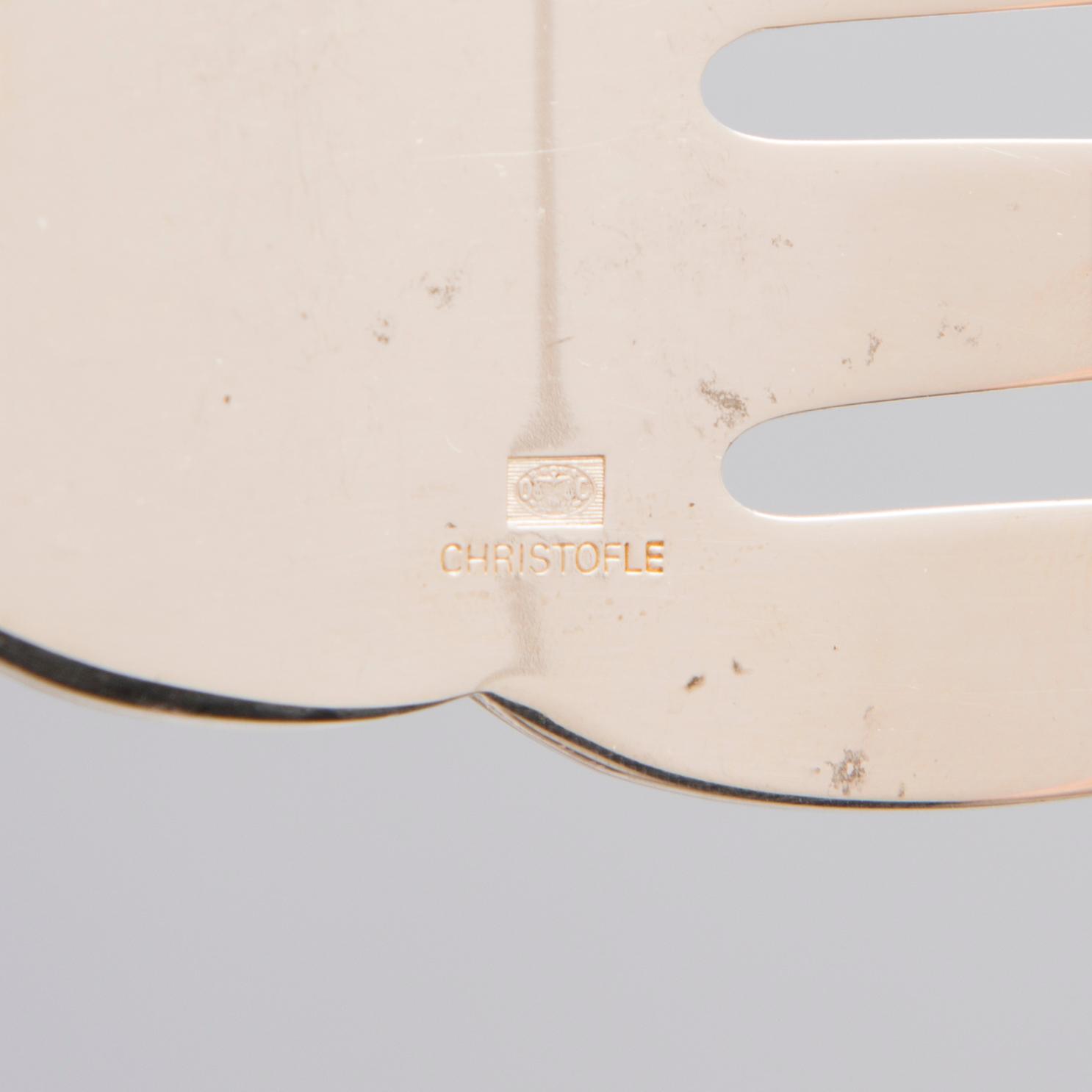 CHRISTOFLE 123-piece Aria Gold Ring Silver Plated Cutlery Set for Twelve persons.
