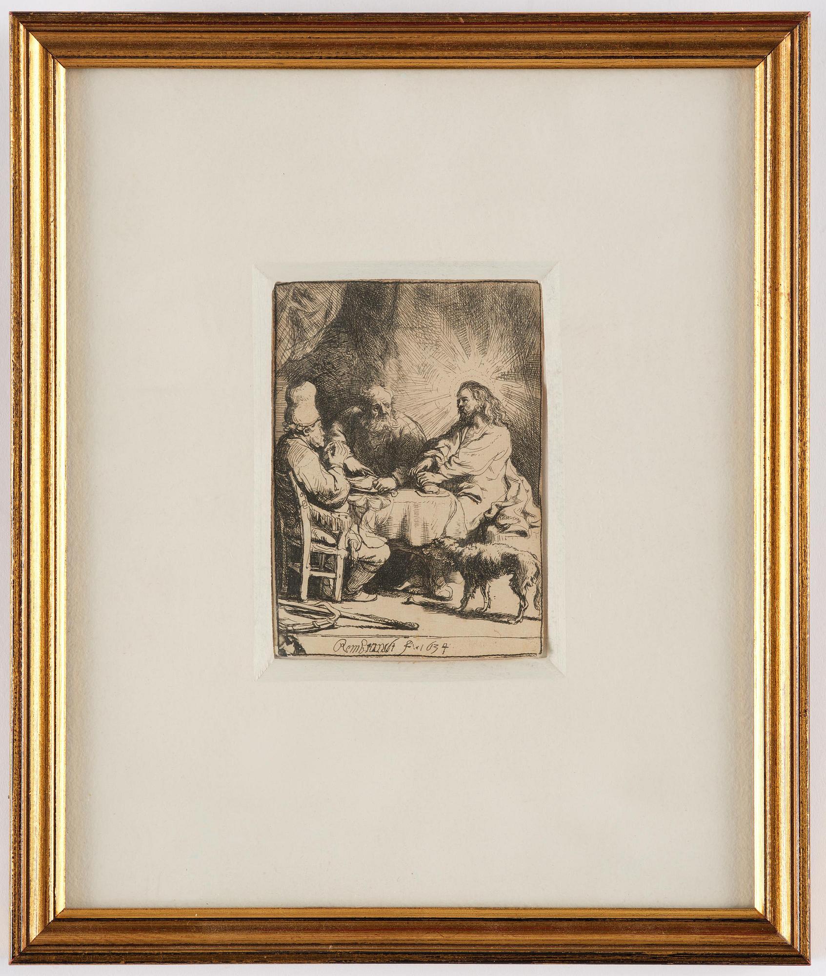 Rembrandt Harmensz van Rijn, "Christ at Emmaus" (the smaller plate).