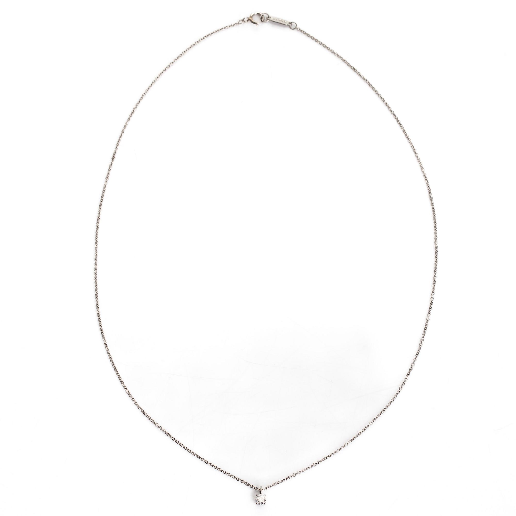 Tiffany & Co, a platinum necklace with a brilliant-cut diamond approx. 0.12 ct.