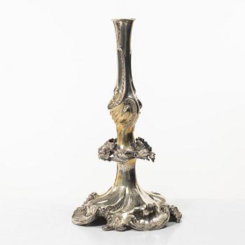 Candelabrum, nickel silver, Rococo style, circa 1900.