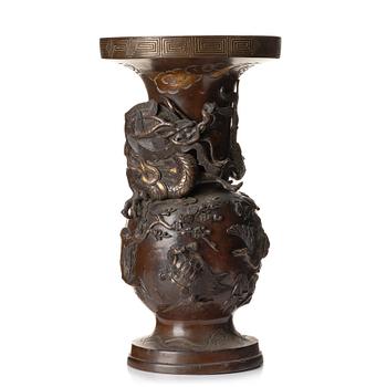 849. A large Japanese bronze vase, Meiji period (1868-1912).