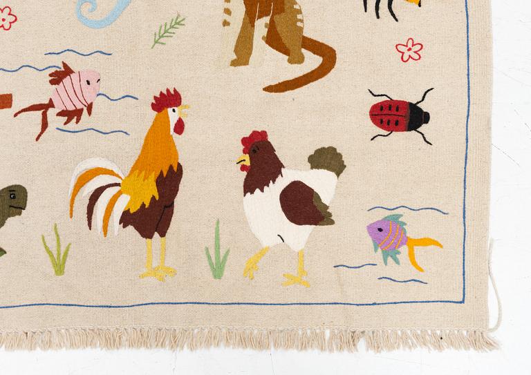 A hand-embroidered Kelim carpet, c. 200 x 147 cm.