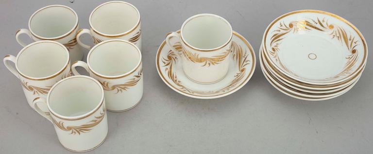 KAFFEKOPPAR, 6 st, porslin, 1800-talets början.