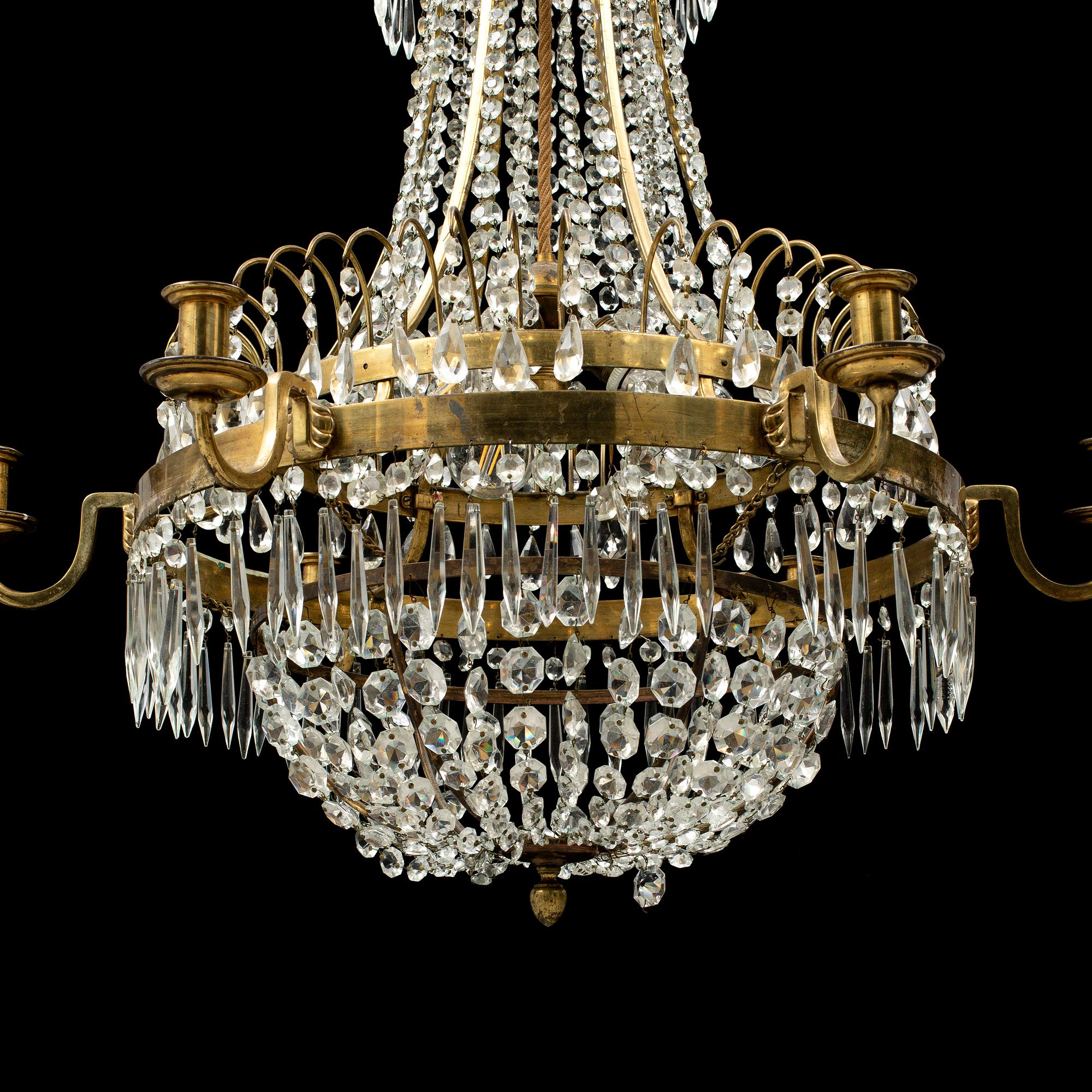 A late gustavian style chandelier, early 20th century.