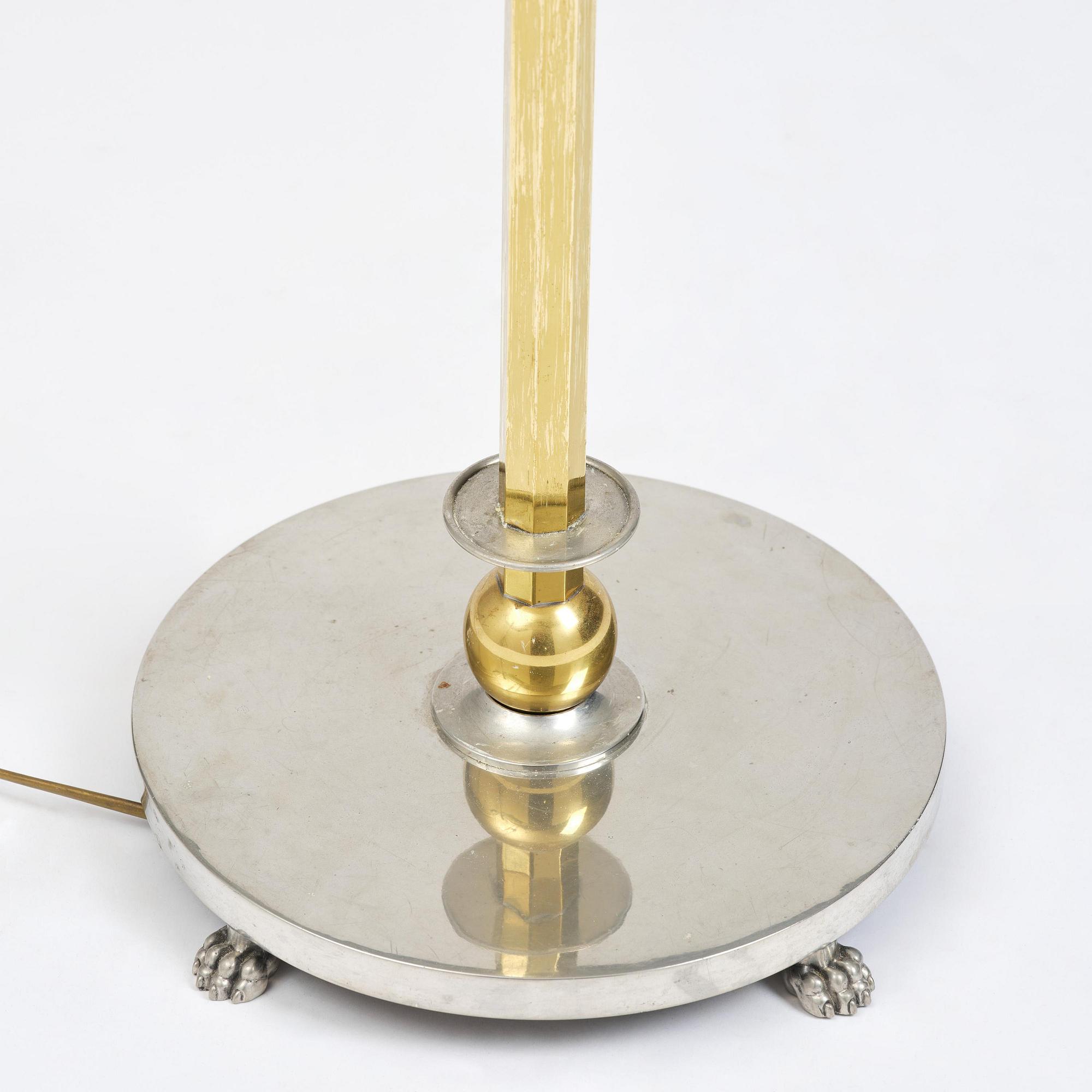 Nils Fougstedt, & Anna Petrus, a pewter and brass floor lamp model A 763, Firma Svenskt Tenn, Stockholm, 1930.