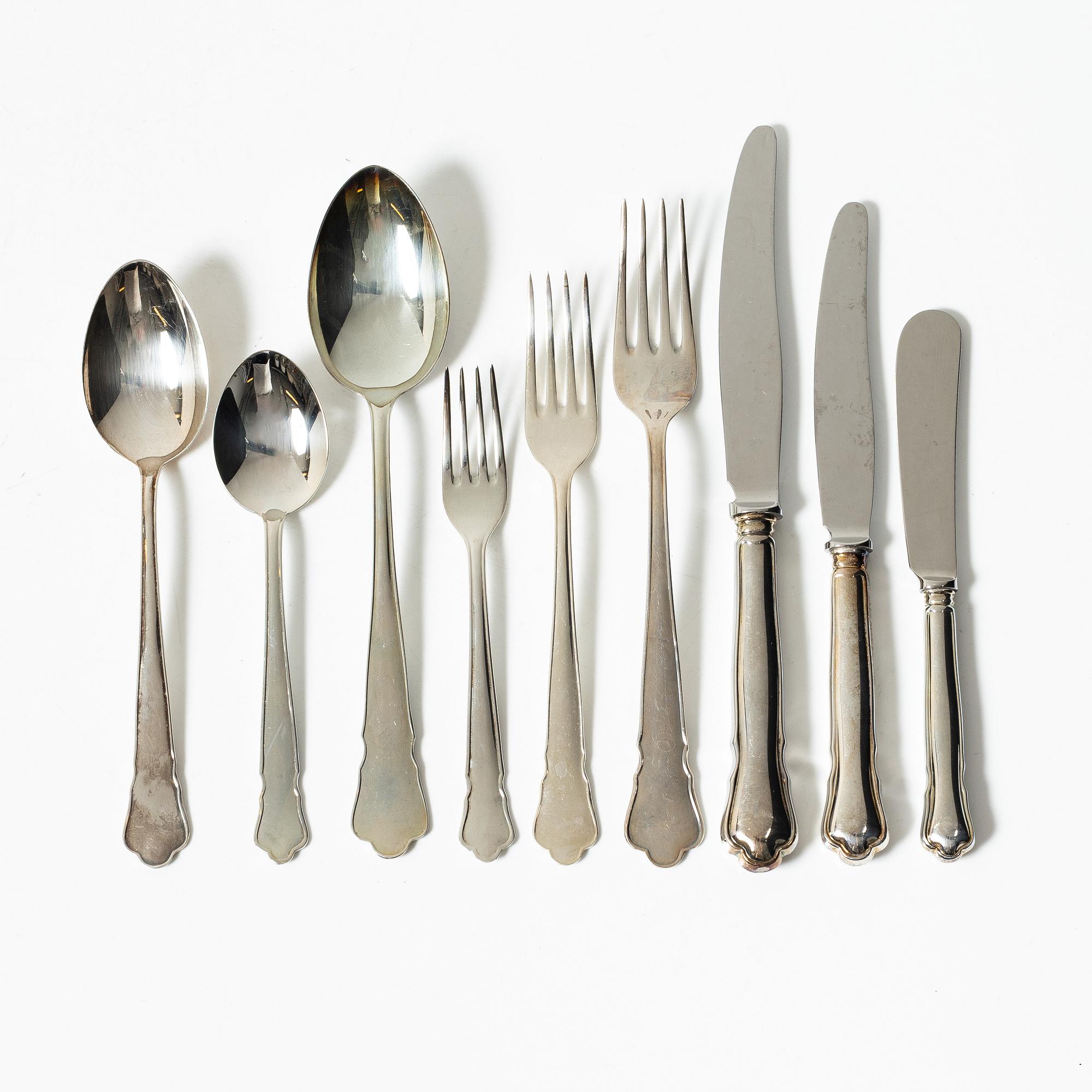 A Swedish silver cutlery, model 'Chippendale', including mark of Mema/GAB, Eskilstuna 2016 (31 pieces).