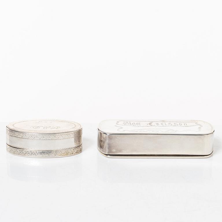 Dosor, 2 st, silver, Sverige 1786 och 1826.