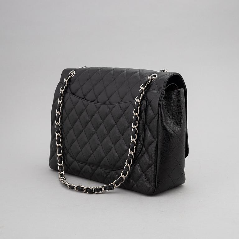 Chanel, a black caviar leather 'Double Flap Bag Jumbo', 2011.