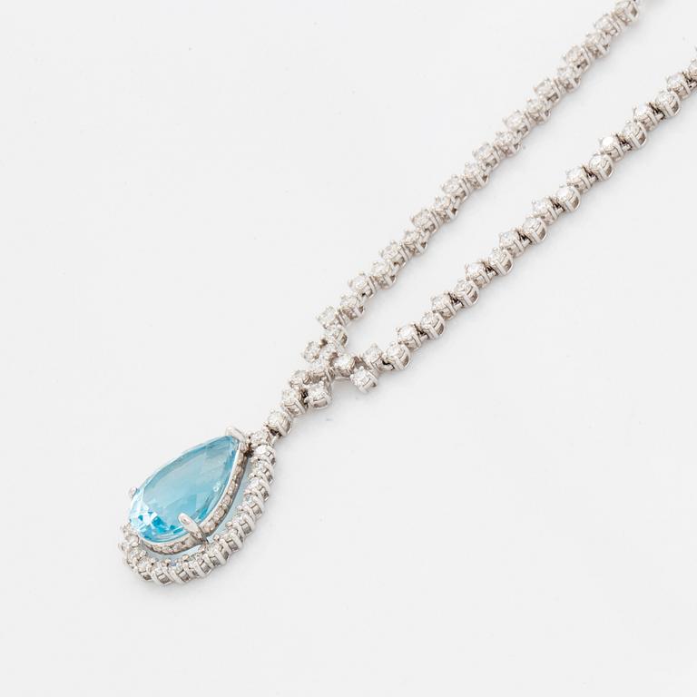 Topaz and brilliant-cut diamond necklace.