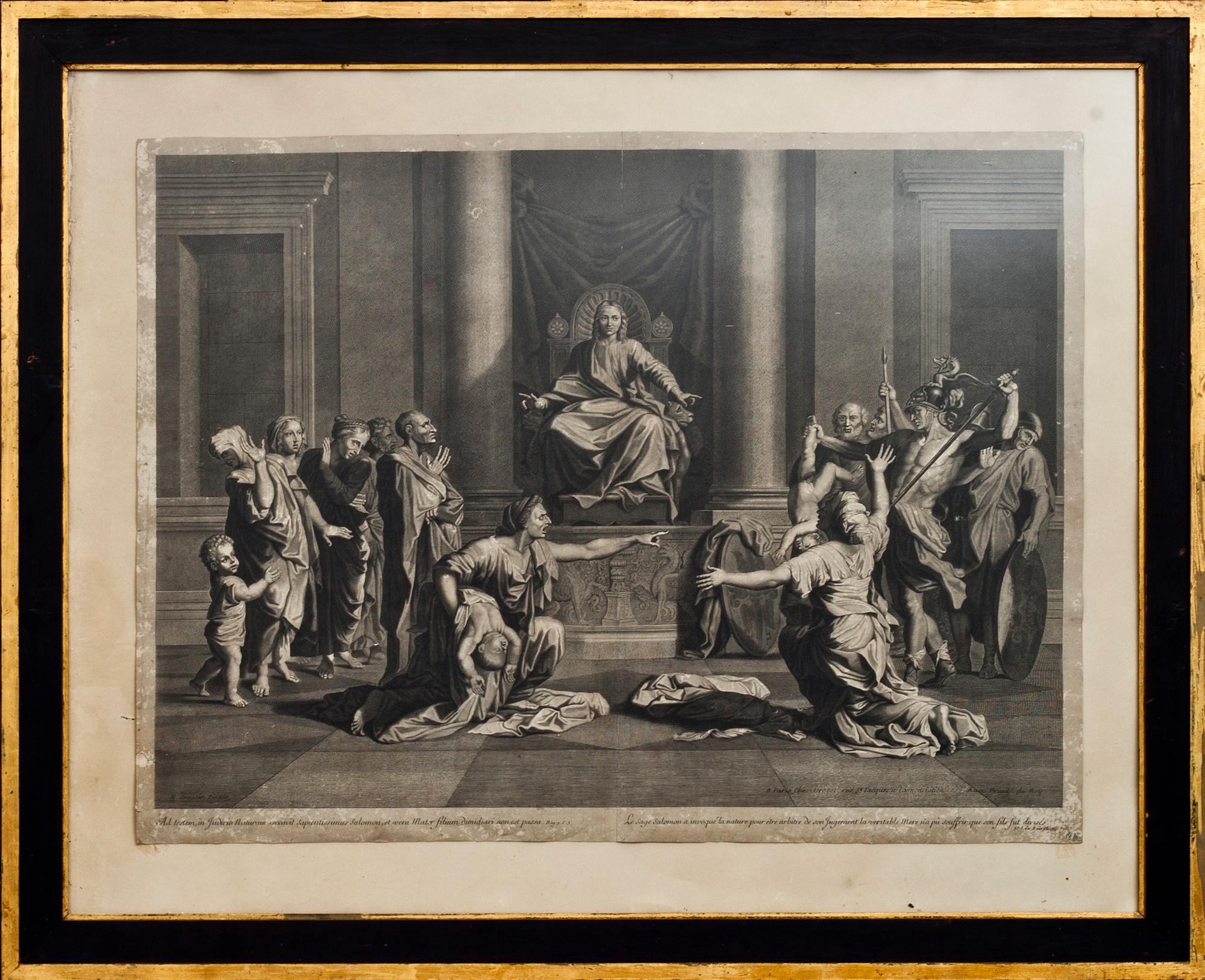 GRAVYRER, 2 st, efter N Poussin och C le Brun. 1700-tal.