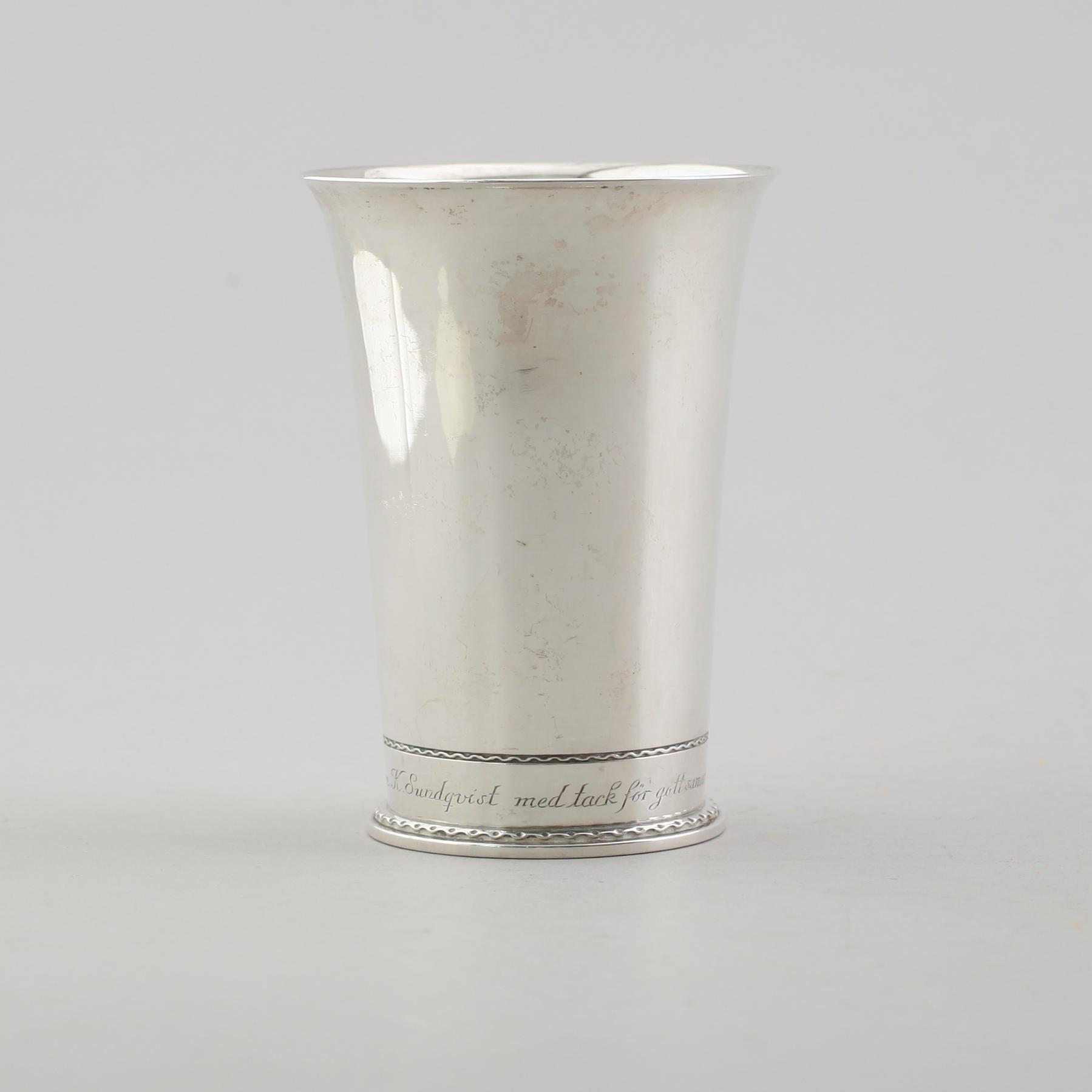 BÄGARE, silver, Borgila, Stockholm 1936. Vikt ca 207 gram.