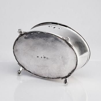 A Swedish late Gustavian 18th century silver sugar-casket, mark of Johan Wilhelm Zimmerman, Stockholm 1799.