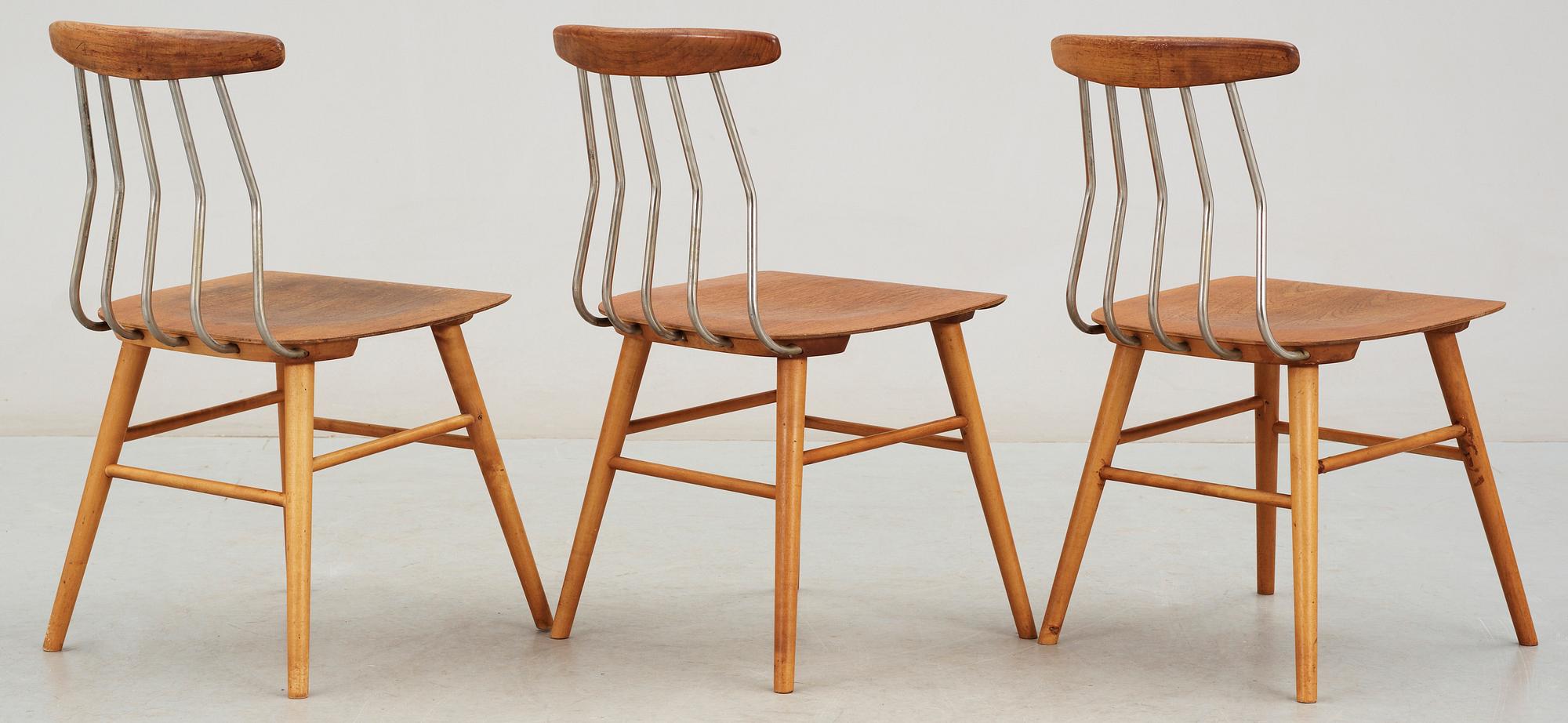 PINNSTOLAR, 3 st, Albin Johansson & Söner, Hyssna, 1950/1960-tal.