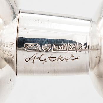 Anna-Greta Eker, A set of two silver and mahogny candlesticks, Auran Kultaseppä, Turku 1963.