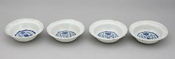 A set of four blue and white dishes. Ming dynasty, Wanli (1573-1620).
