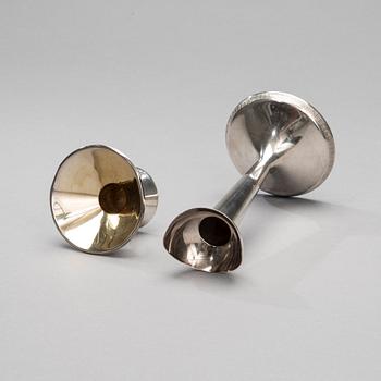 LJUSSTAKAR, 2 st, silver, GAB, Stockholm 1967 och 1968.