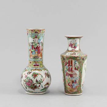 VASER, 2 st, porslin, Kanton, Kina, 1800/1900-tal.