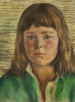 588. Lotte Laserstein, Girl with green blouse.