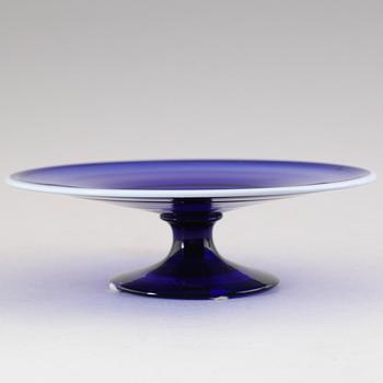 TAZZA, blått glas, sannolikt Göteborgs glasbruk, 1800-tal.