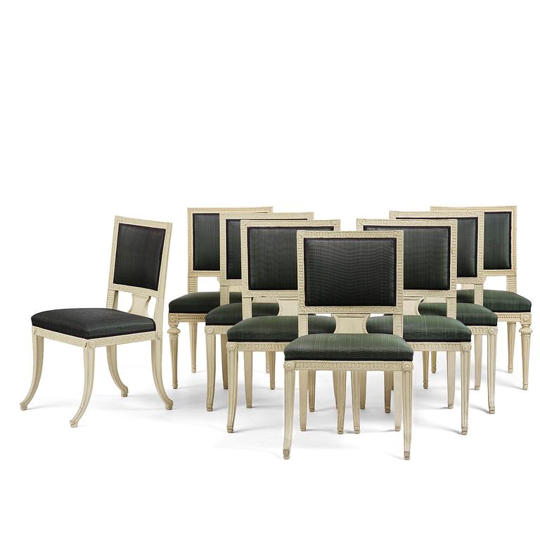 A set of eight (6+2) klismos-chairs attributed to C. J. Wadström (master 1788-1816).